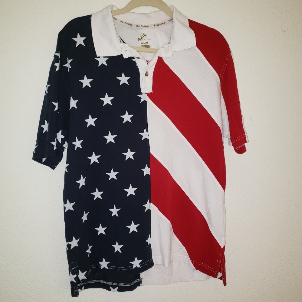Bass Pro Shop Redhead Flag Shirt Sz Mens Medium
